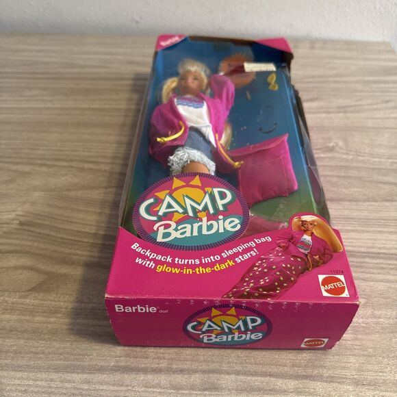 1993 Camp Barbie Doll Glow In The Dark Sleeping Bag Hair Color Change NIB NRFB - Picture 9 of 10